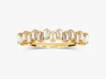 14K Gold Floating Vertical Baguette Natural Diamond Wedding Ring for Women - 图片 4