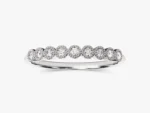 14K Solid Gold Migraine Accent Bezel Set Wedding Ring Thin Matching Ring for Her - 图片 6