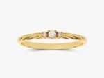 14K Solid Gold Twisted Three-Stone Wedding Ring 0.05 CT Round Cut Diamond Ring - Image 3