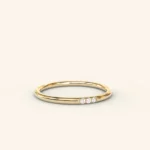 14K Solid Gold Vermeil - Dainty Stacking Ring - Delicate Three Stone Ring - Image 3