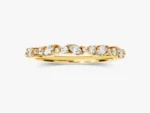 14K Solid Gold Double Round and Marquise Cut Wedding Ring Natural Diamond Cluster Ring - 图片 4