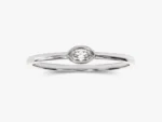 14K Solid Gold Bezel Set Marquise Natural Diamond Wedding Ring Thin Gold  Stackable Ring - Image 4