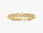 14K Solid Gold Migraine Accent Bezel Set Wedding Ring Thin Matching Ring for Her - 图片 5