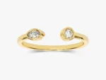 14K Solid Gold Open Natural Diamond Wedding Ring Adjustable Natural Diamond Ring for Women - Image 3