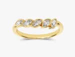 14K Gold Floating Bezel Marquise Five-Stone Bridal Ring for Women - Image 4