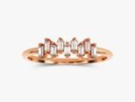 14K Solid Gold Nine-Stone Vertical Baguette Natural Diamond Wedding Ring for Women - 图片 4