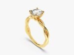 18K Solid Gold 1 CT Twisted Branch Solitaire Enagement Ring For Women - 图片 7