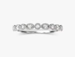 Migraine Accent Marquise and Round Wedding Ring Round Cut Natural Diamond Stacking Band - 图片 6
