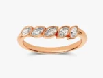 14K Gold Floating Bezel Marquise Five-Stone Bridal Ring for Women - Image 5