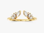 14K Gold Diamond Wedding Band Unique Marquise Cut Wedding Ring for Women - Image 4
