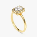 18K Solid Gold 1.5 CT Radiant Natural Diamond Promise Ring Thin Band Platinum Ring - Image 8