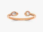 14K Solid Gold Open Natural Diamond Wedding Ring Adjustable Natural Diamond Ring for Women - Image 4