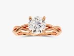 18K Solid Gold 1 CT Twisted Branch Solitaire Enagement Ring For Women - 图片 6