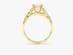 18K Solid Gold Natuarl Diamond Art Deco Engagement Ring For Women - 图片 6