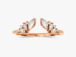 14K Gold Diamond Wedding Band Unique Marquise Cut Wedding Ring for Women - Image 5