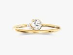14K Solid Gold Round Cut Snowdrift Five Stone Simulated Natural Diamond Ring for Women - 图片 2