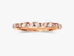 14K Solid Gold Double Round and Marquise Cut Wedding Ring Natural Diamond Cluster Ring - 图片 5
