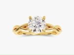 18K Solid Gold 1 CT Twisted Branch Solitaire Enagement Ring For Women - 图片 4