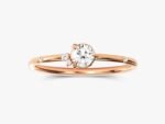 14K Solid Gold Round Cut Snowdrift Five Stone Simulated Natural Diamond Ring for Women - 图片 3