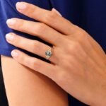 18K Solid Gold Long Hexagon Black Rutilated Quartz Engagement Ring