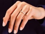 14K Gold Floating Vertical Baguette Natural Diamond Wedding Ring for Women - 图片 2