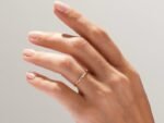 14K Solid Gold Twisted Three-Stone Wedding Ring 0.05 CT Round Cut Diamond Ring