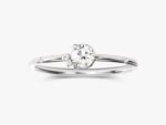 14K Solid Gold Round Cut Snowdrift Five Stone Simulated Natural Diamond Ring for Women - 图片 4