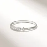 Natural Diamond Princess Band Ring | 18K Solid Gold Art Deco Ring | Ultra Thin Stack Ring - 图片 5
