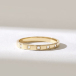 5 Stone cDiamond Band | 14k Solid Gold Marriage Ring for Women| Pave Classic Ring - Image 2