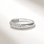 Pave Natural Diamond Dome Ring | 18k Minimalist Wedding Band | Solid Gold Bubble Ring - 图片 6