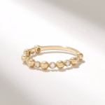 14k Solid Gold Natural Diamond Beaded Ring | Stackable Ball Ring Enhancer For Women - 图片 4