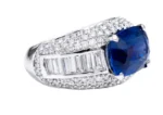 18K Solid Gold Lab Grown Royal Blue Sapphire and Diamond Solitaire Ring - Image 3