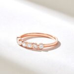 18k Gold Bezel Natural Diamond Wedding Band: Mixed Cut Unique Bridal Ring - Image 6