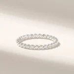 18K Solid Gold Ball Eternity Ring: Dainty Pave Dot Wedding Band with Real Natural Diamonds - 图片 6