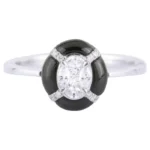 14K Solid Gold 1.70 Carat Diamond and Black Onyx Engagement Ring