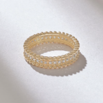 Beaded Pave Wedding Band | 4MM Stackable Ring | Solid Gold Infinity Ball Ring - 图片 7