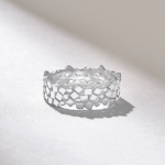 ScatteredSquares Gold Wedding Ring | Wide Geometric Ring Women - 图片 6