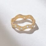 14k Solid Gold Alternating Pave Wavy Band: Minimalist Zigzag Ring for Women - Image 7