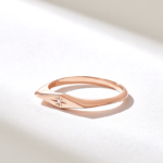 14k Gold Natural Diamond Rhombus Star Pinky Ring: Celestial Slim Signet Band for Women - Image 5
