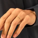 天然公主方形钻石戒指 | 18K 纯金装饰艺术戒指 | 超薄叠戴戒指