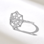 Natural Diamond Spider Web Ring | 14K Solid Gold Statement Ring | Vintage Boho Gothic - Image 5