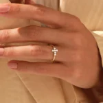 Pave Natural Diamond Cross Ring | 14k Solid Gold Engagement Ring - Image 3