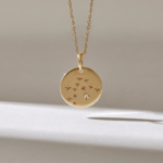 Natural Diamond Stars Medallion Necklace | 14k Solid Gold Celestial Necklace for Women - Image 2