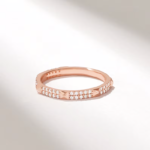 14k Solid Gold Pave Moissanite Diamond Spike Ring | 2MM Pyramid Stackable Ring | Slim Pointy Gold Matching Ring - Image 5