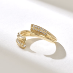 Pave Natural Diamond Cuff Wrap Ring | 14k Gold Statement Ring | Solid Gold Open Wedding - 图片 4