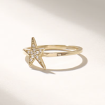 14k Solid Gold Pave Natural Diamond Star Ring: Dainty Celestial Statement Ring for Women - Image 6