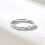 5 Stone cDiamond Band | 14k Solid Gold Marriage Ring for Women| Pave Classic Ring - Image 6