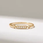 Natural Diamond Princess Band Ring | 18K Solid Gold Art Deco Ring | Ultra Thin Stack Ring - 图片 2
