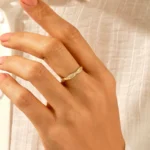 Natural Diamond Twisted Wedding Ring | 18K Solid Gold Rope Ring | Natural Diamond Band - Image 3