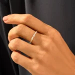 Natural Diamond Trio Baguette Band | 18K Solid Gold Three Stone Marriage Ring - 图片 3